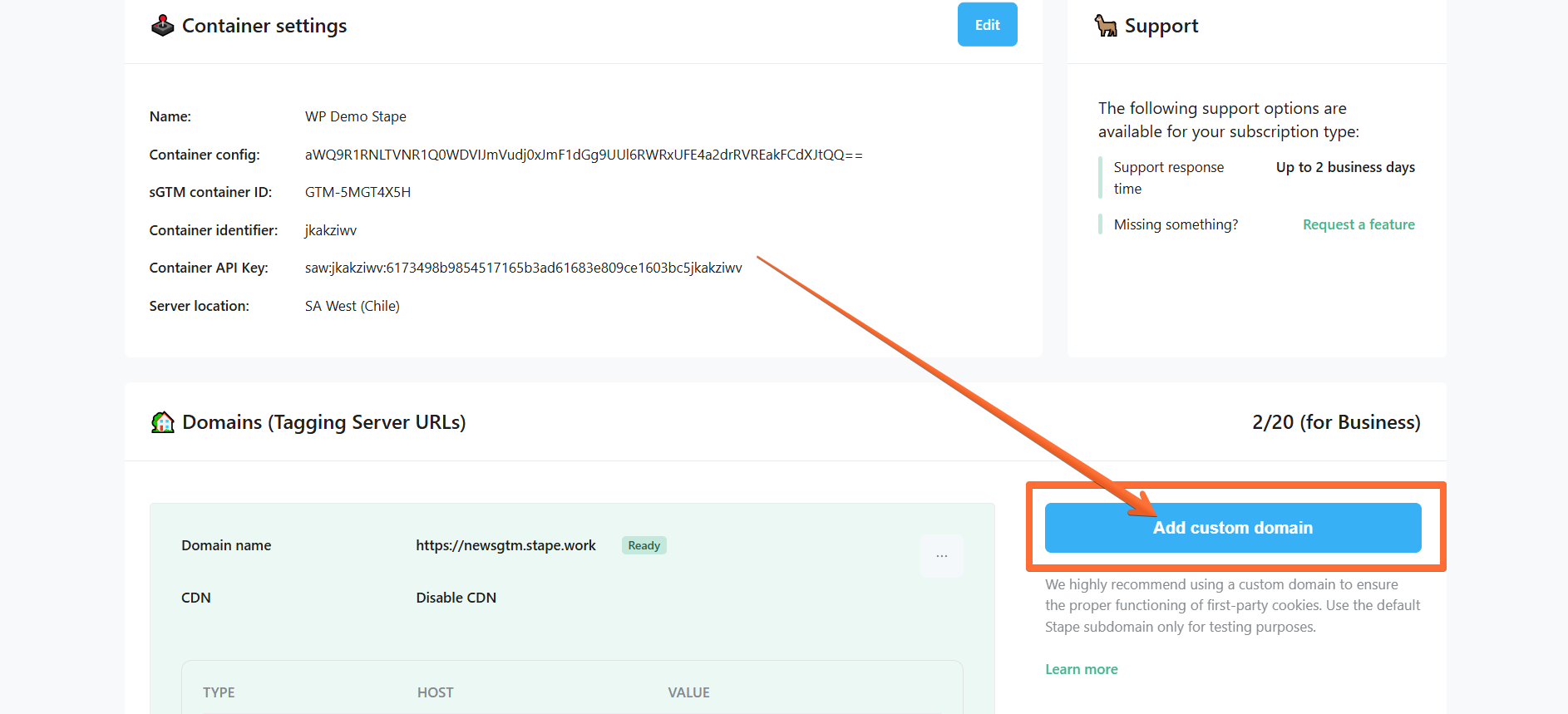 click Add custom domain