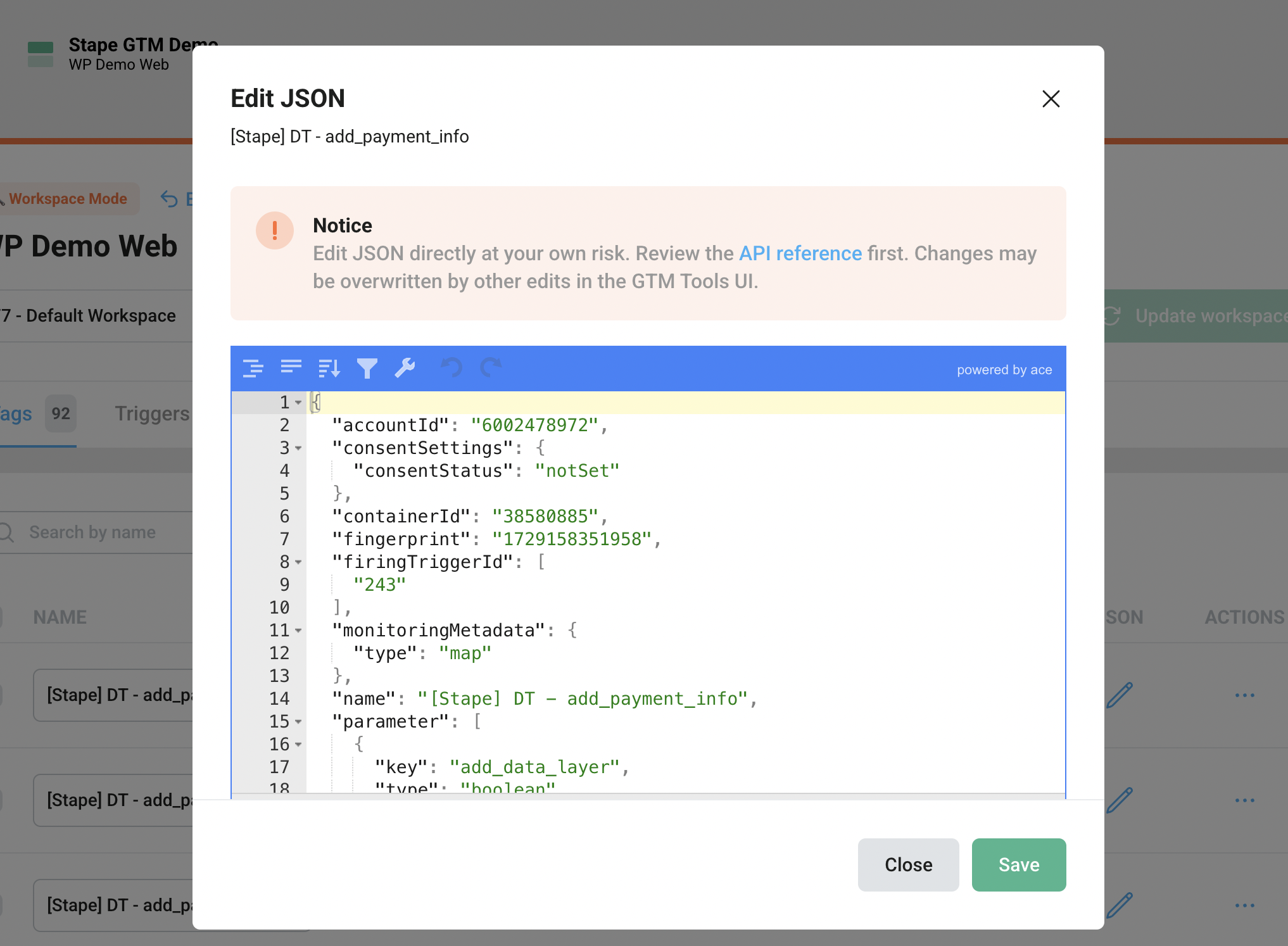 Edit JSON