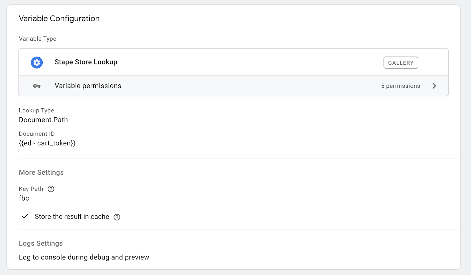 Stape Store Lookup variable