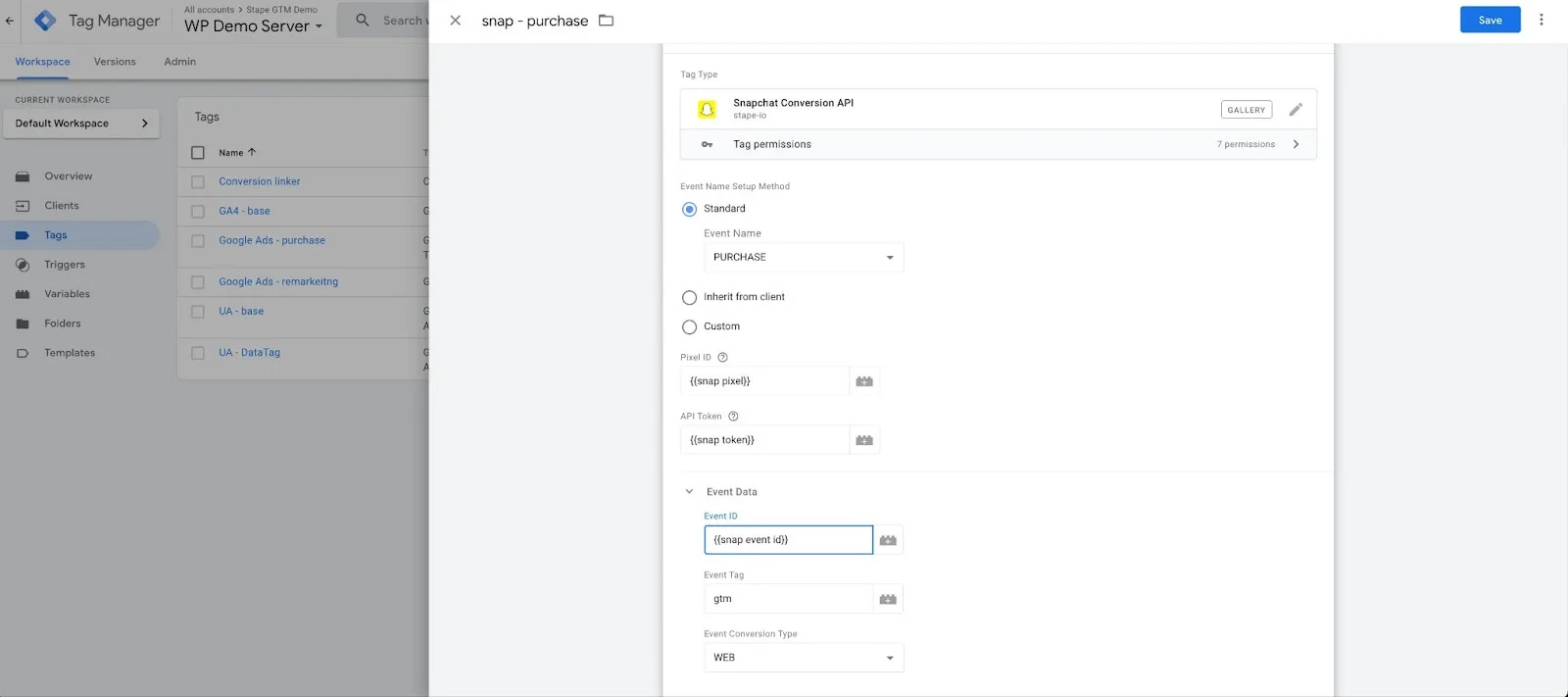 Adding event data