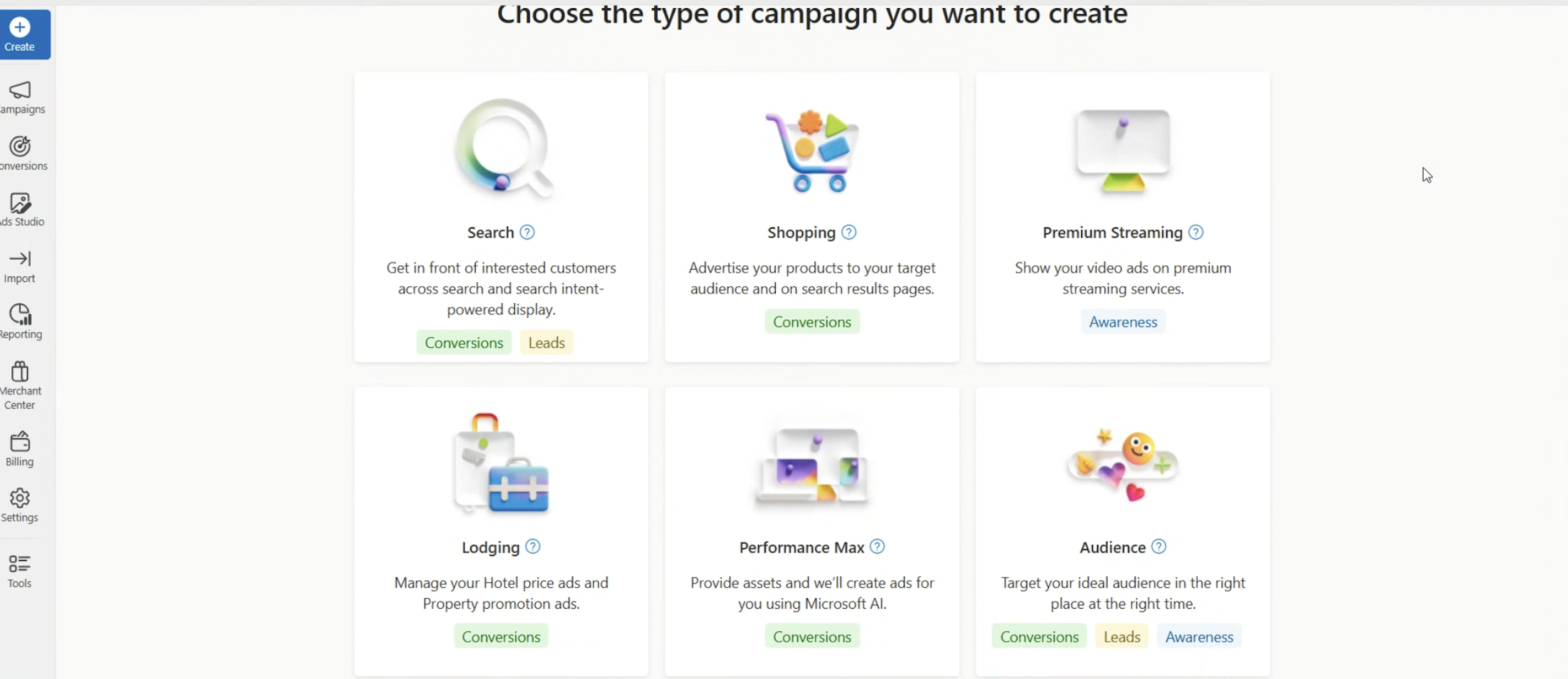 Microsoft Ads campaign types
