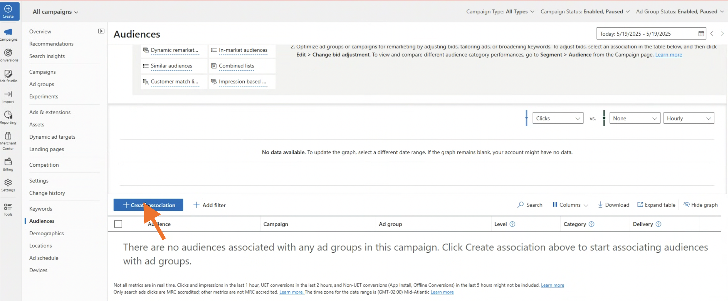 Create audience in Microsoft Ads