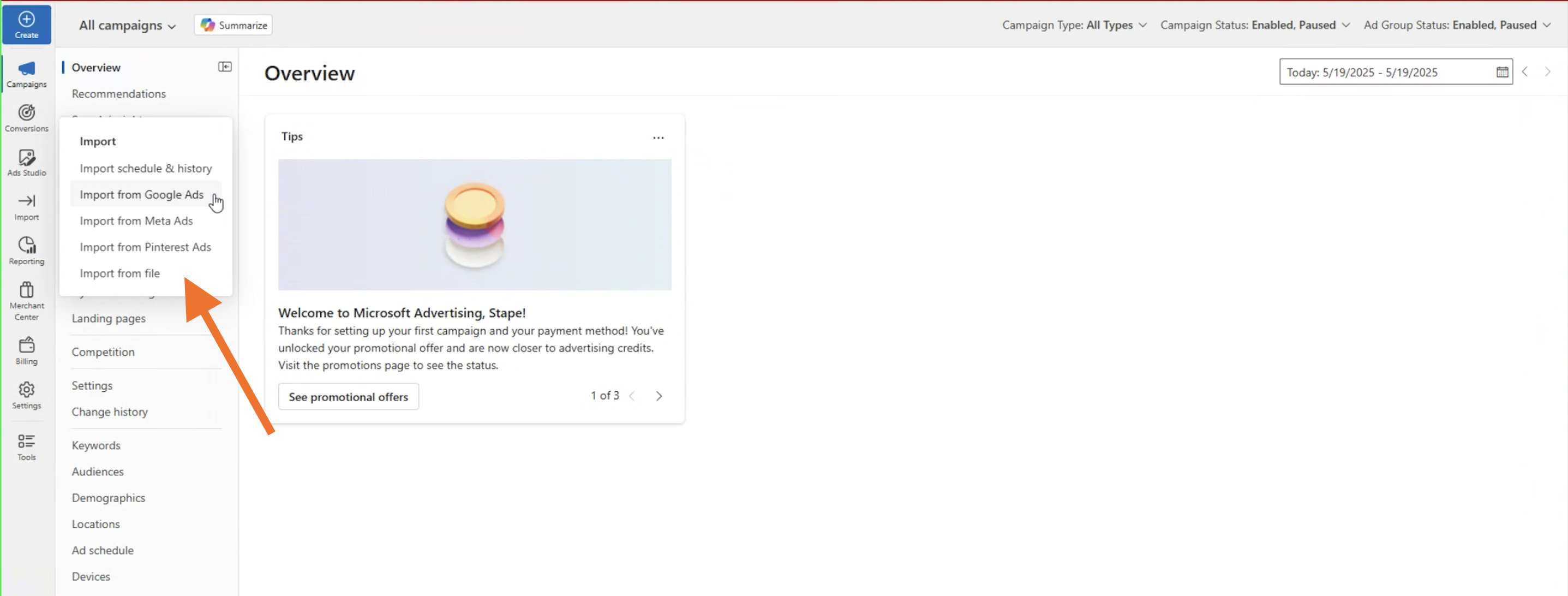 Import campaigns from other sources