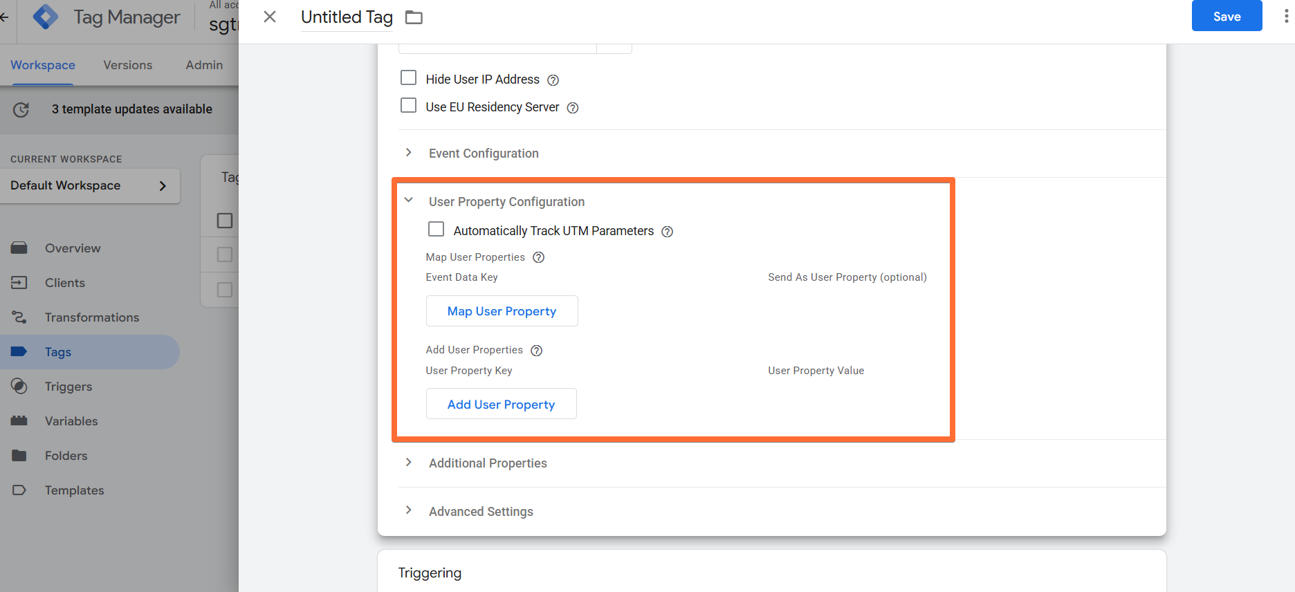 User Property Configurations