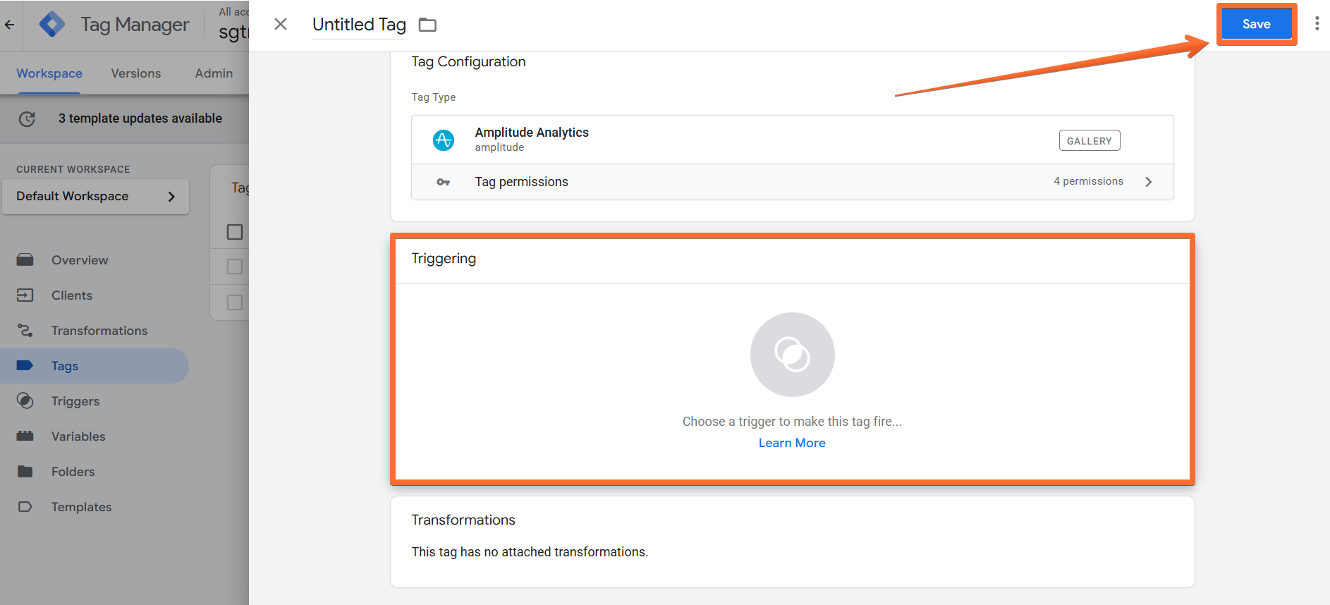 Finalizing the tag setup