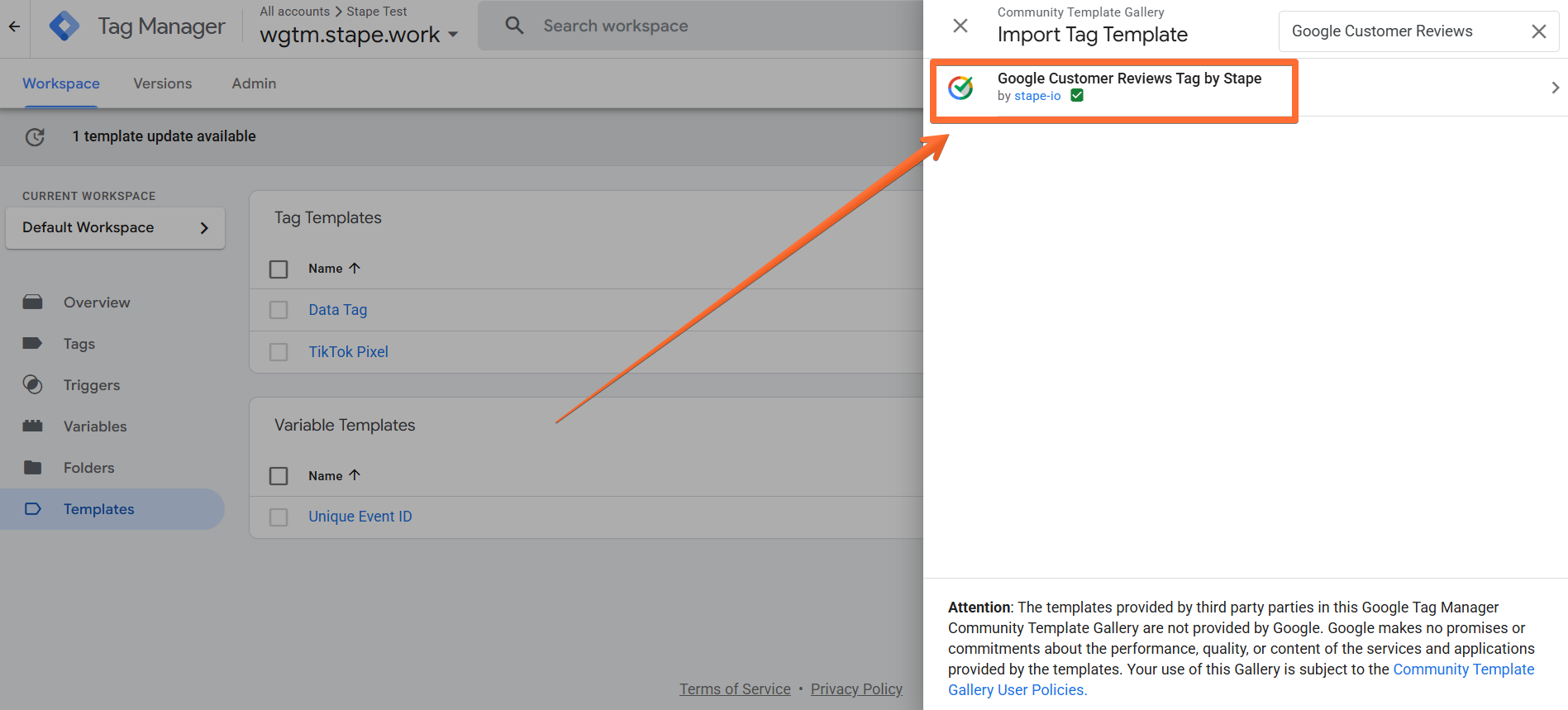 Google Customer Reviews tag by Stape