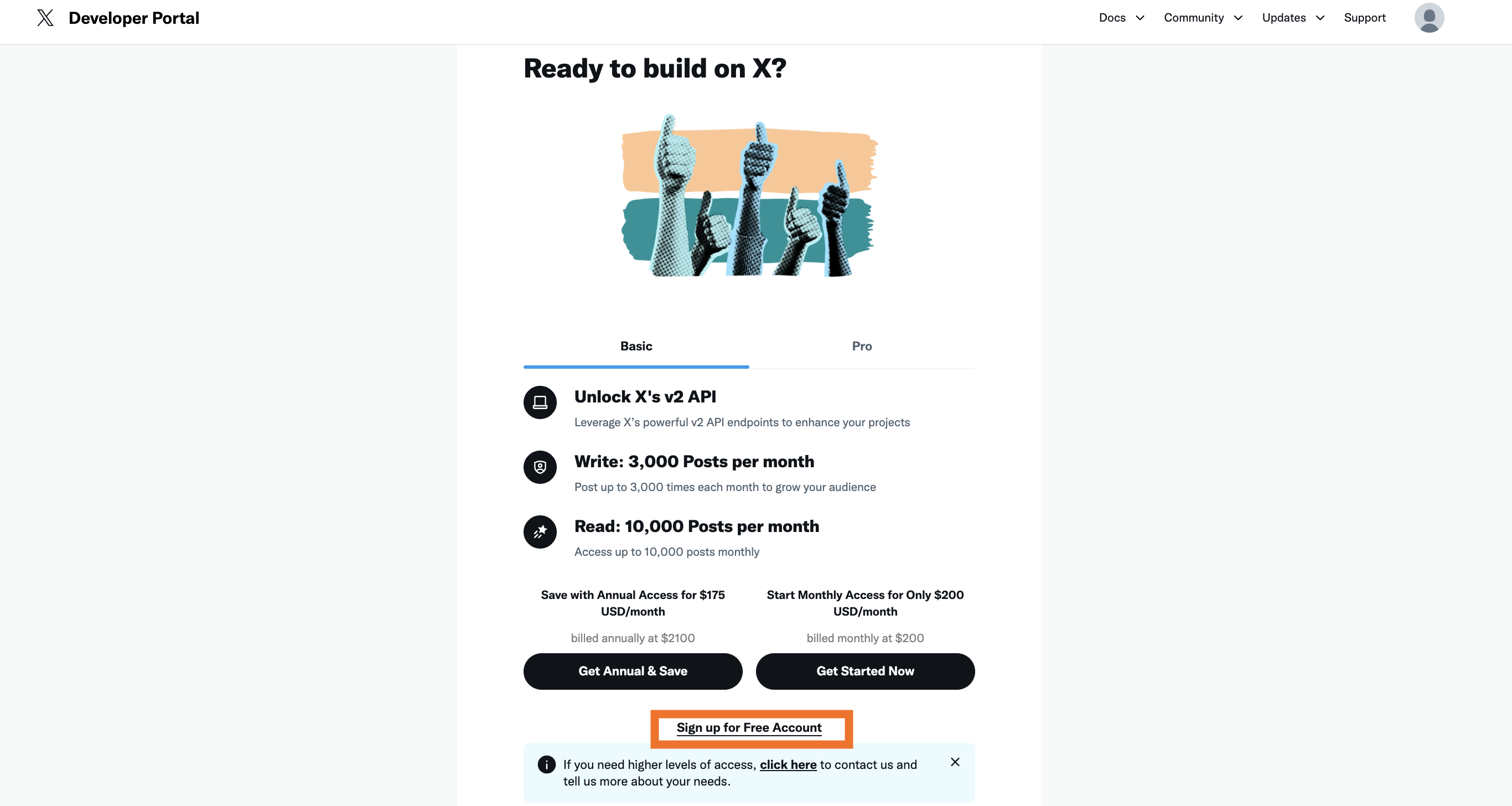 Sign up for free account