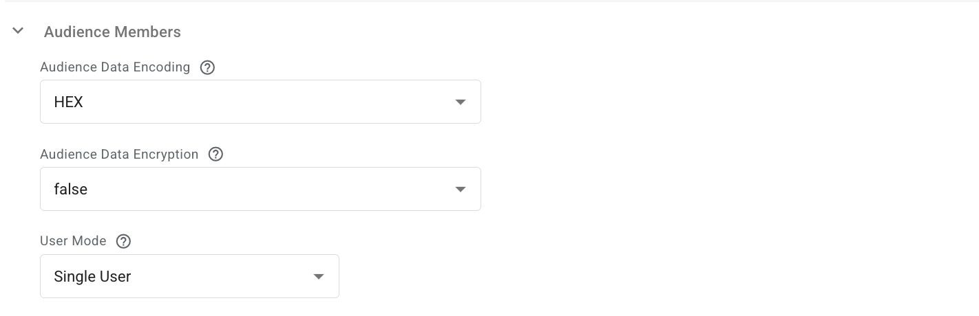 Audience member section in Customer Match tag