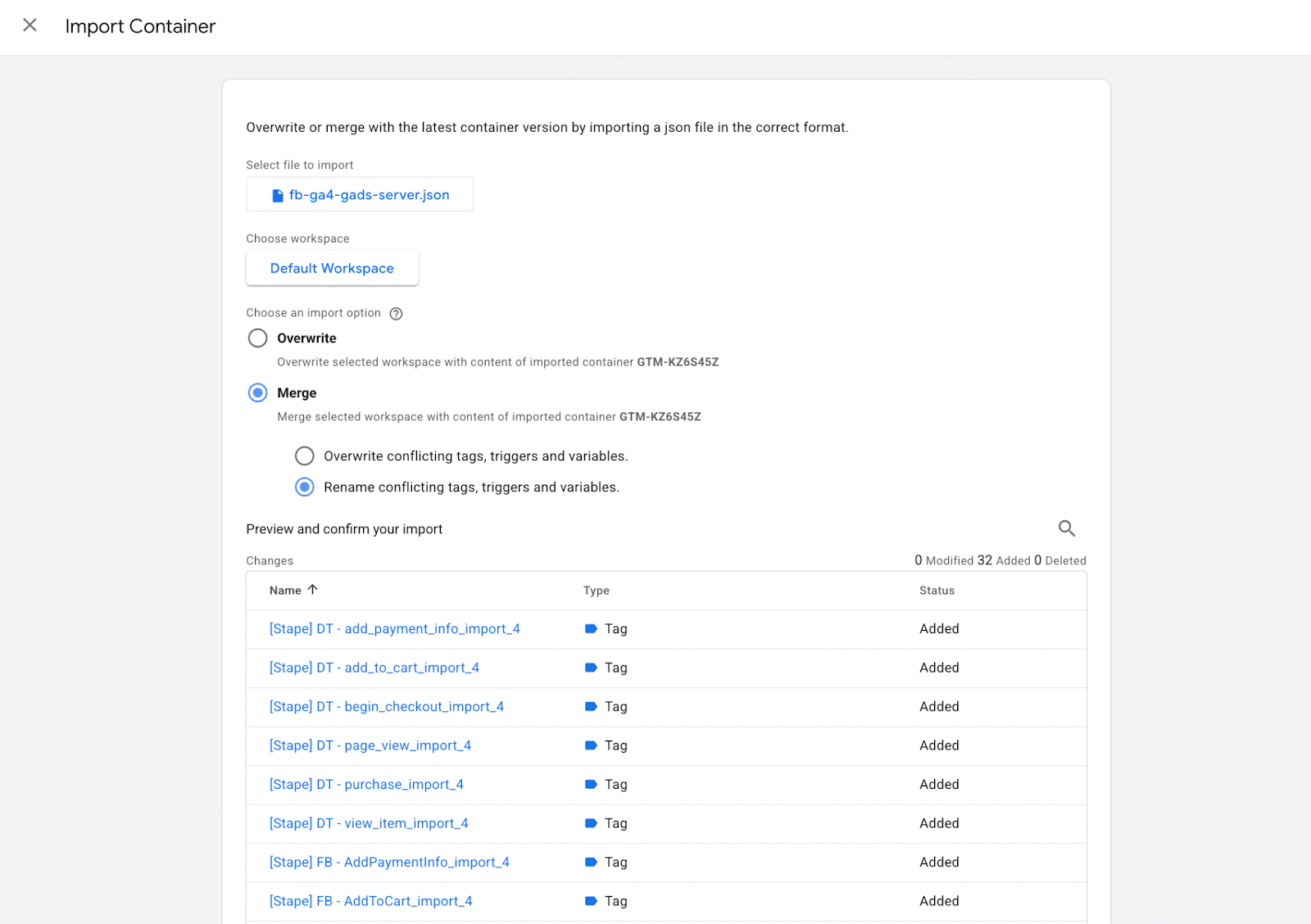Import Salla templates into GTM container