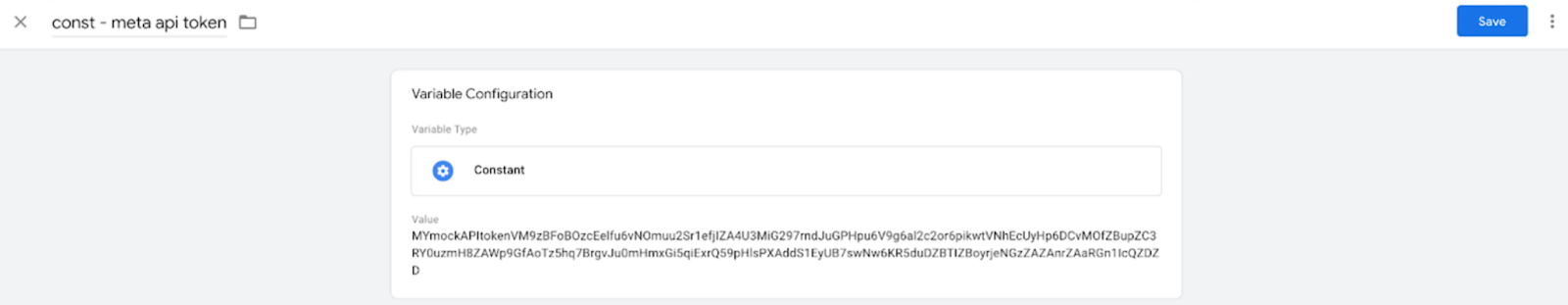 Meta API token - GTM variable