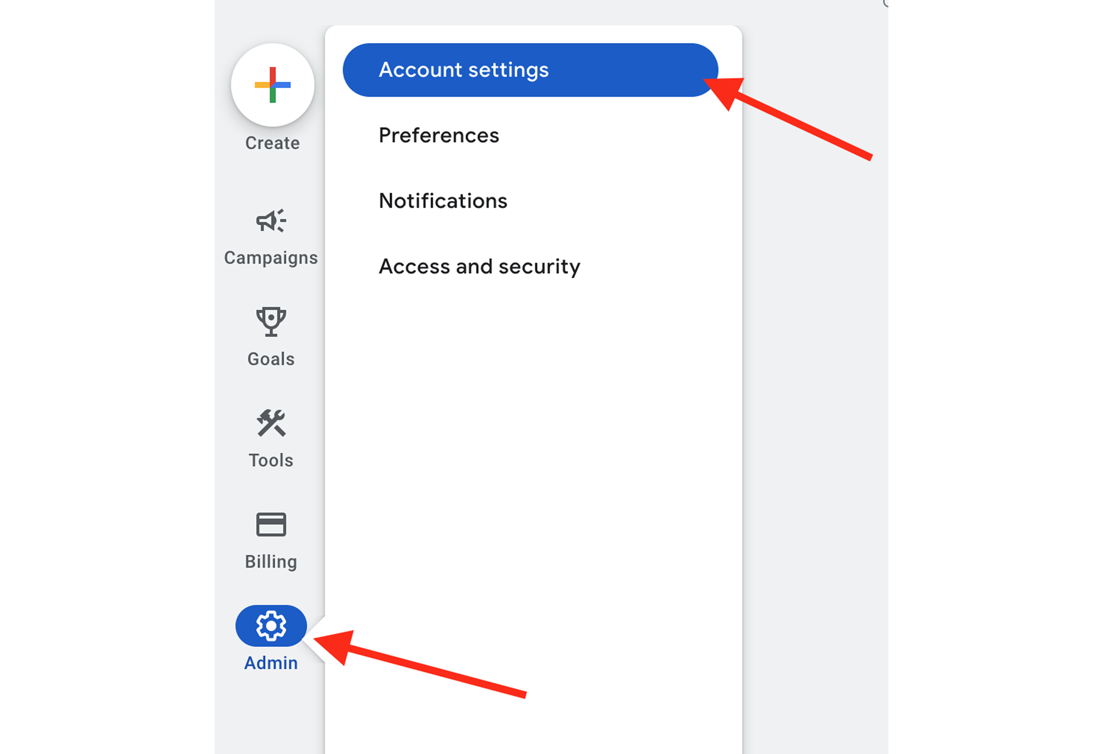 Paramètres du compte dans Google Ads