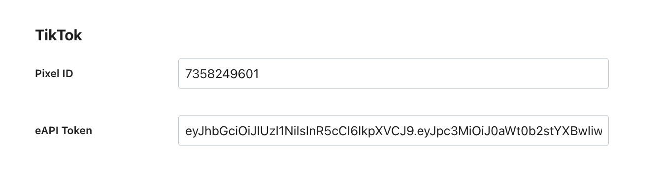 TikTok fields configuration