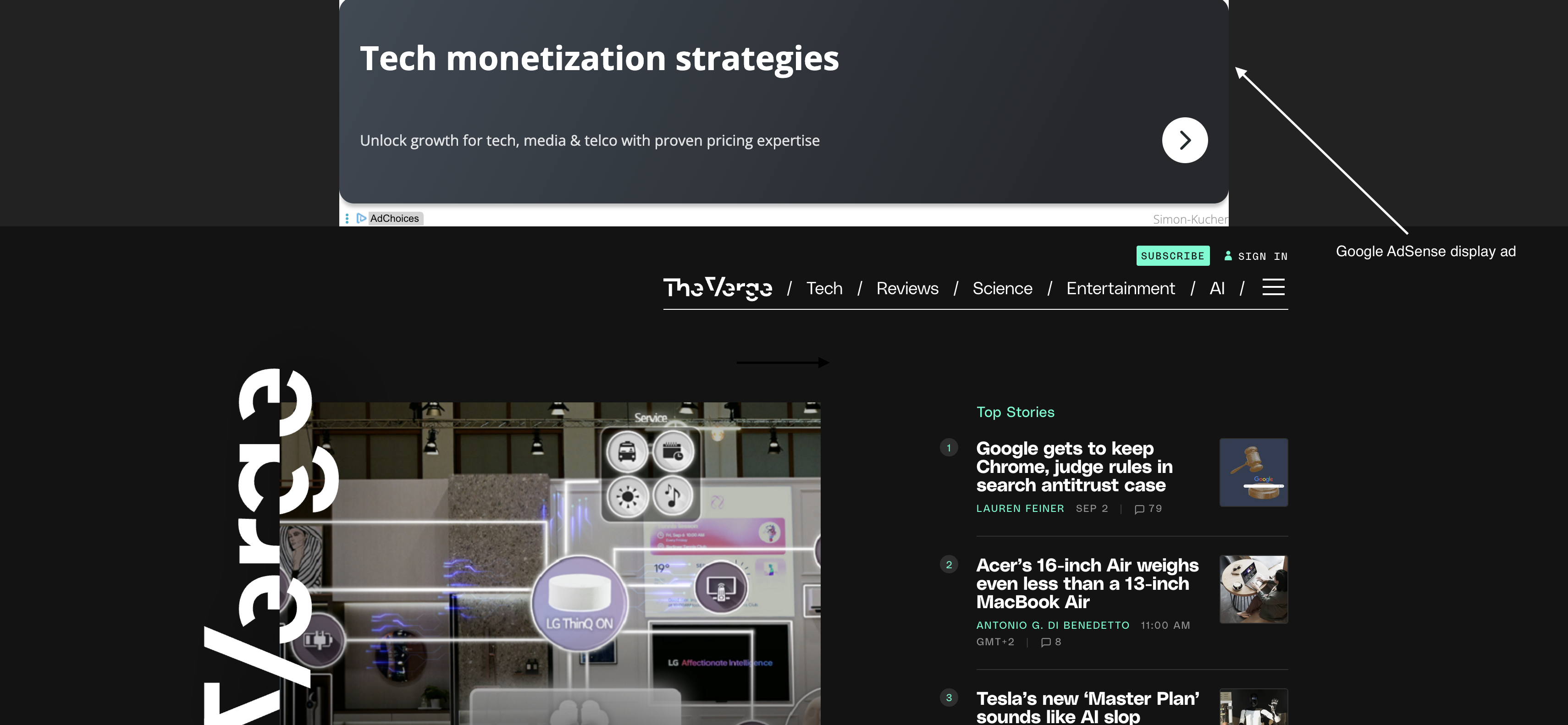 Google AdSense display ad