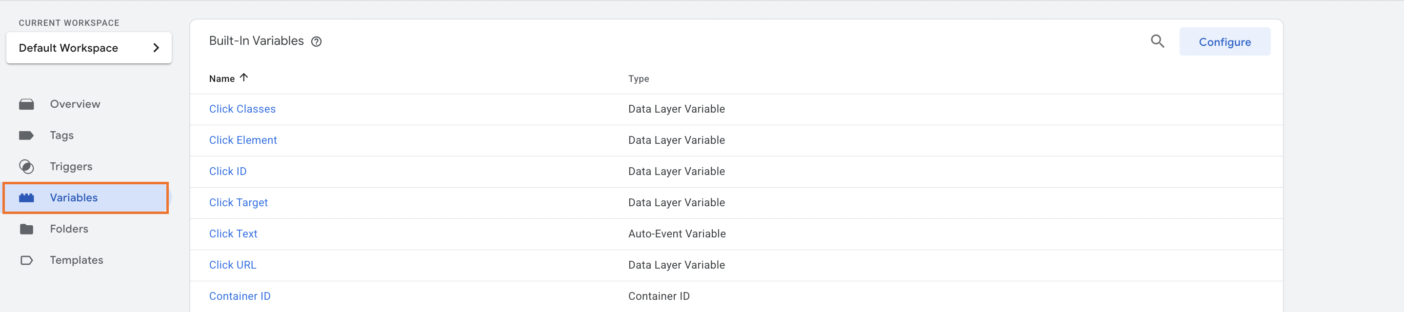 Variables dans GTM