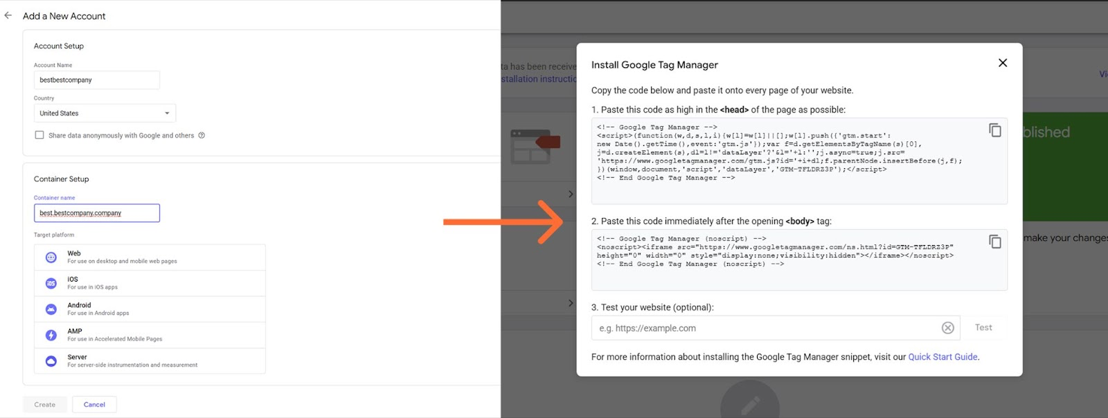 Create a server GTM container