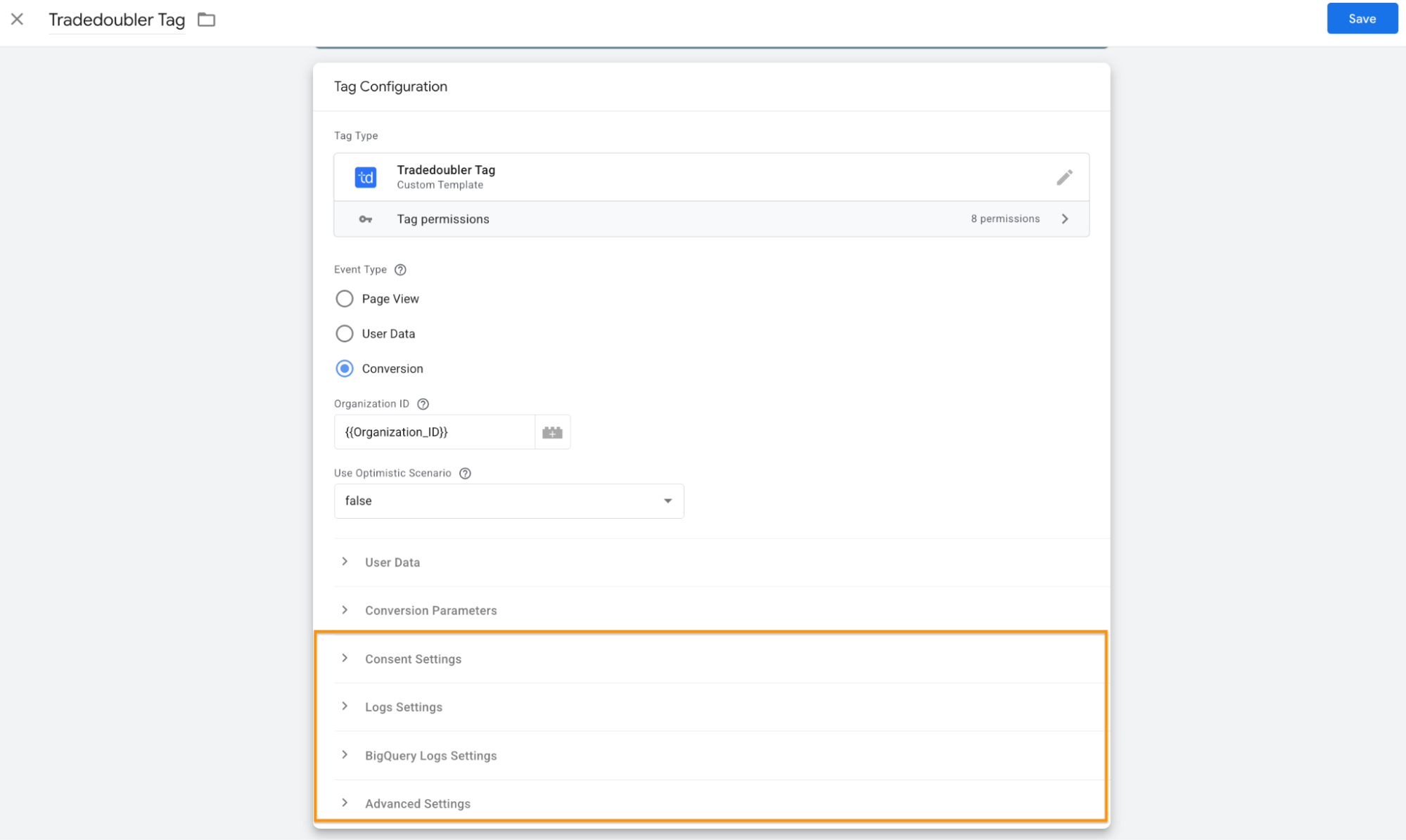 Optional tag configurations