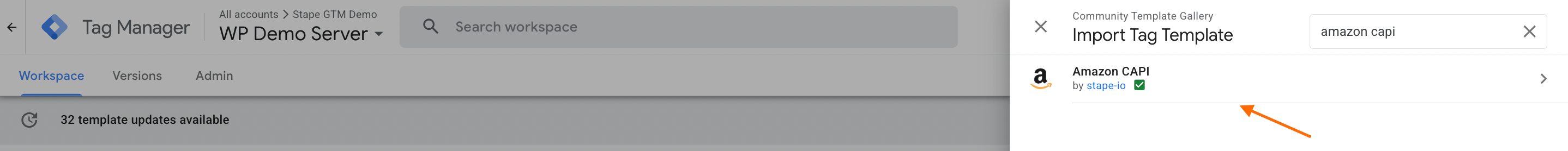 Add Amazon CAPI&nbsp; tag to workspace
