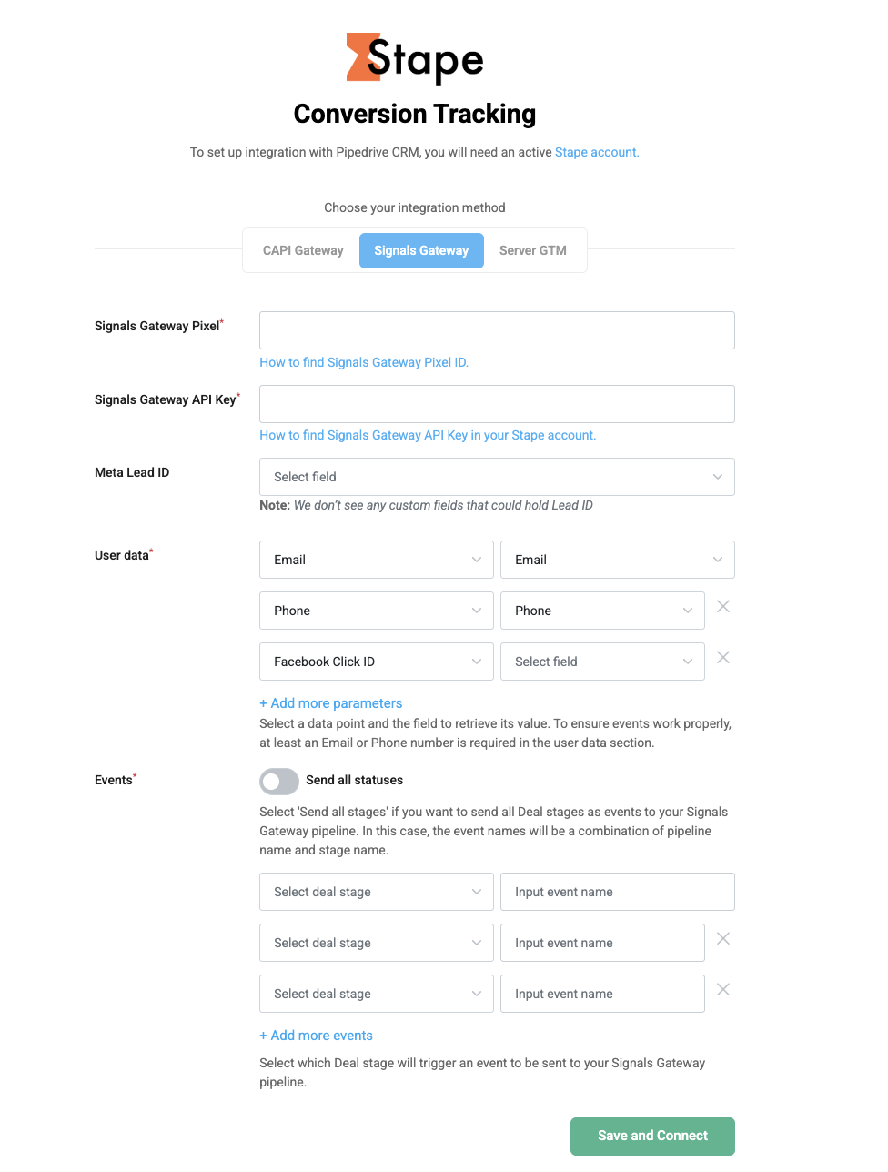 signals gateway config method