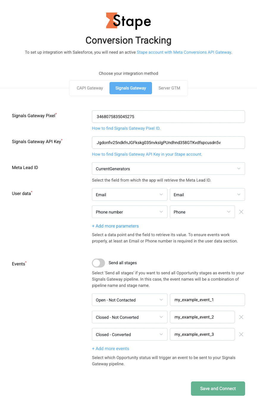 Events configuration
