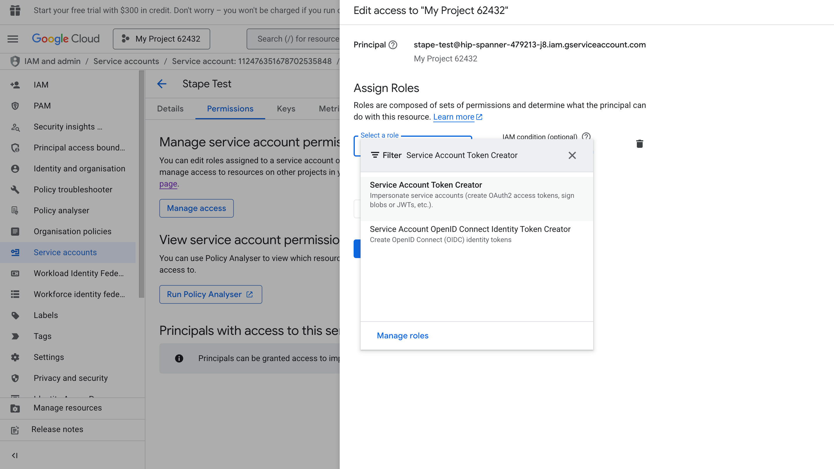 Assign a role in GCP