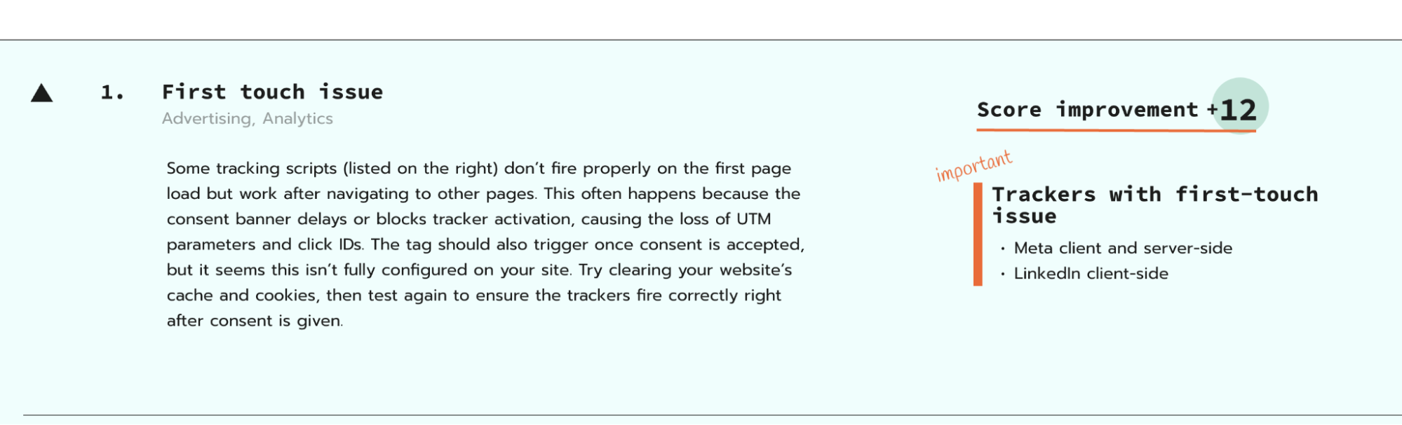 First touch issue message in the scan report