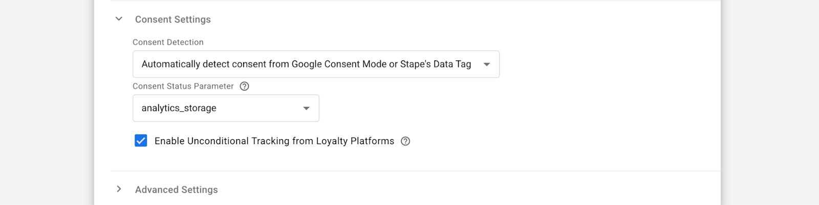 Example of filled-out Consent Settings form with "Automatically detect consent" option