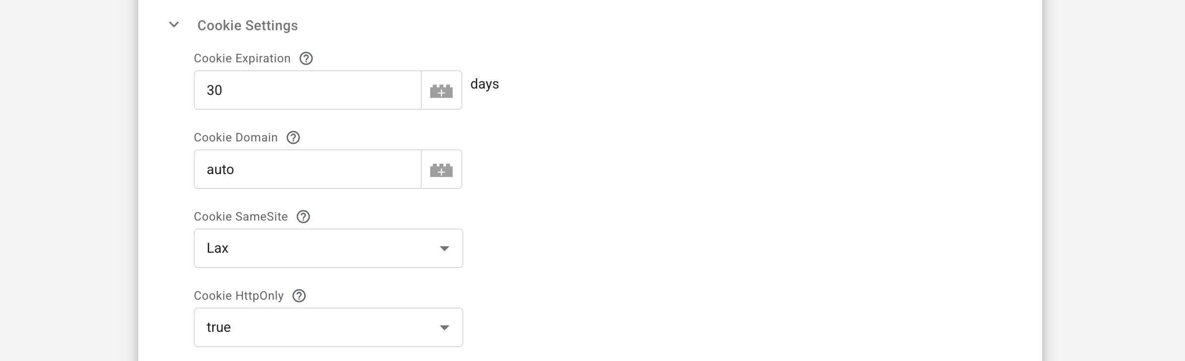 Cookie Settings section