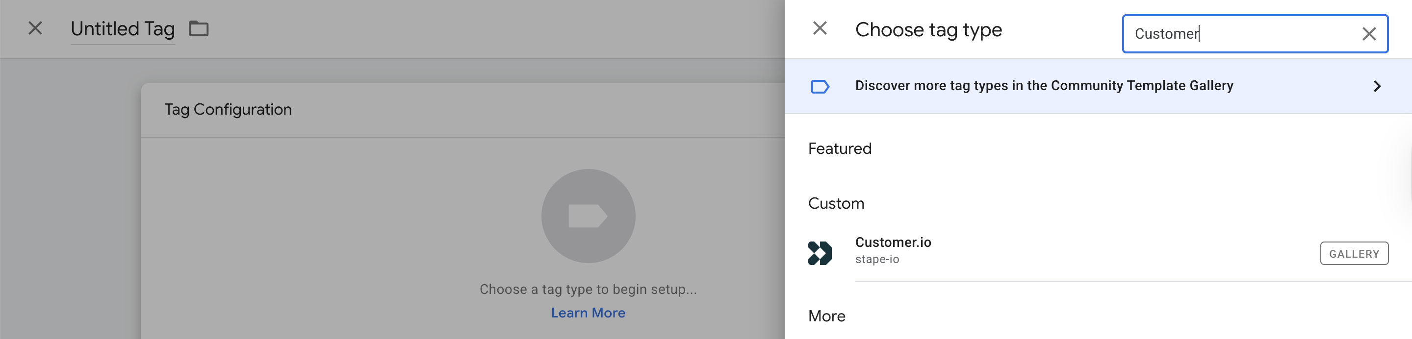 Customer.io as tag type