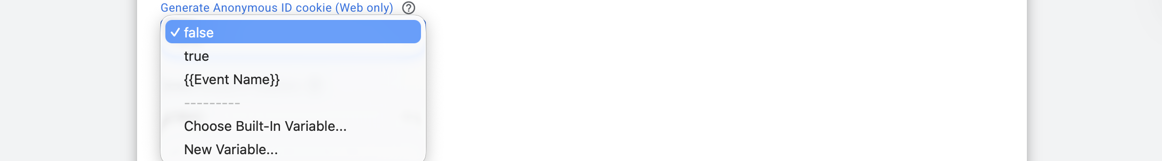 Generate Anonymous ID cookie configuration