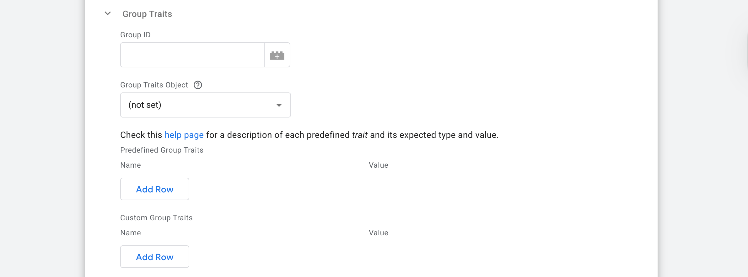 Group Traits form to fill out