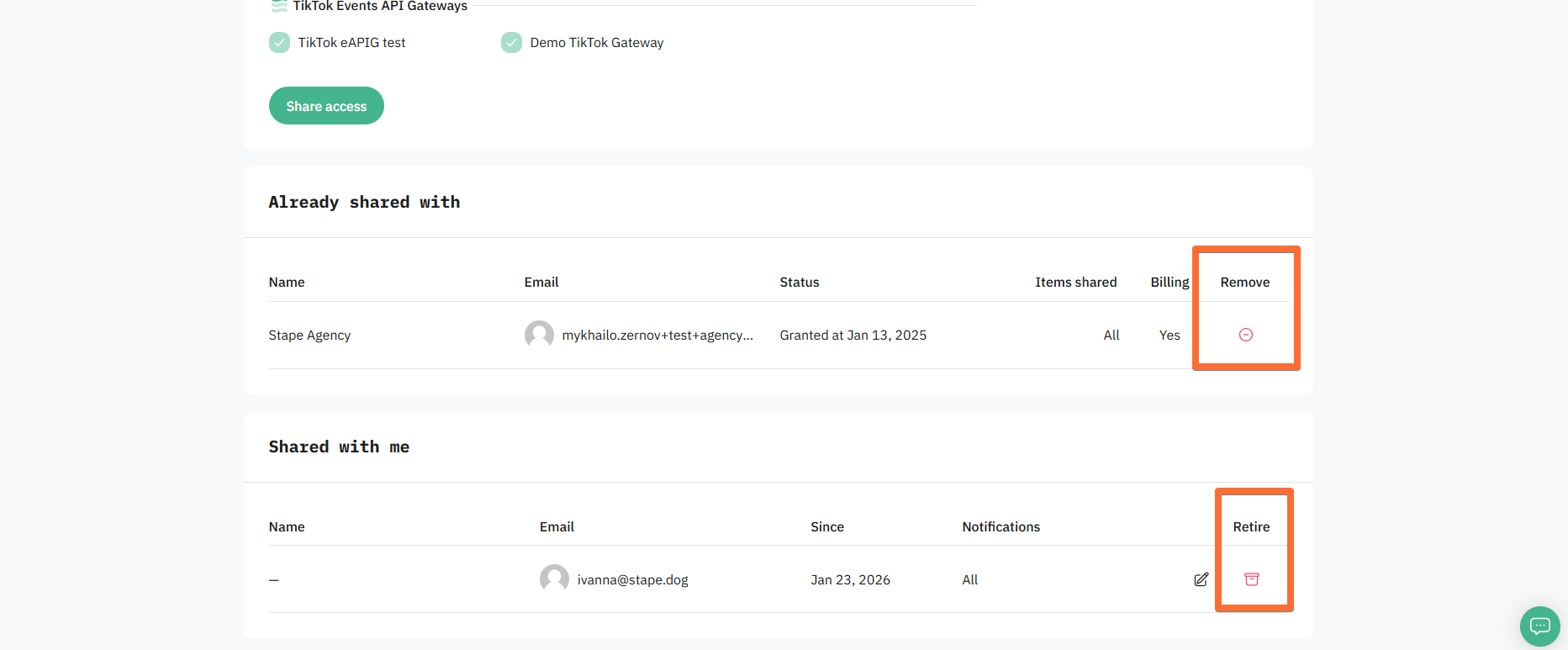 Revoking shared account access