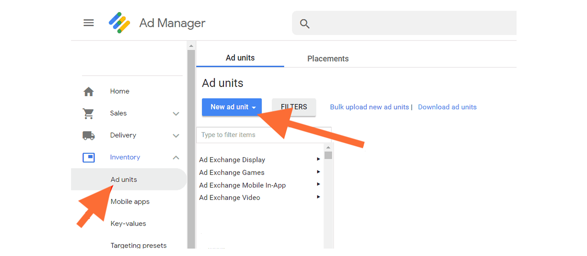 create an Ad Unit or Placement.