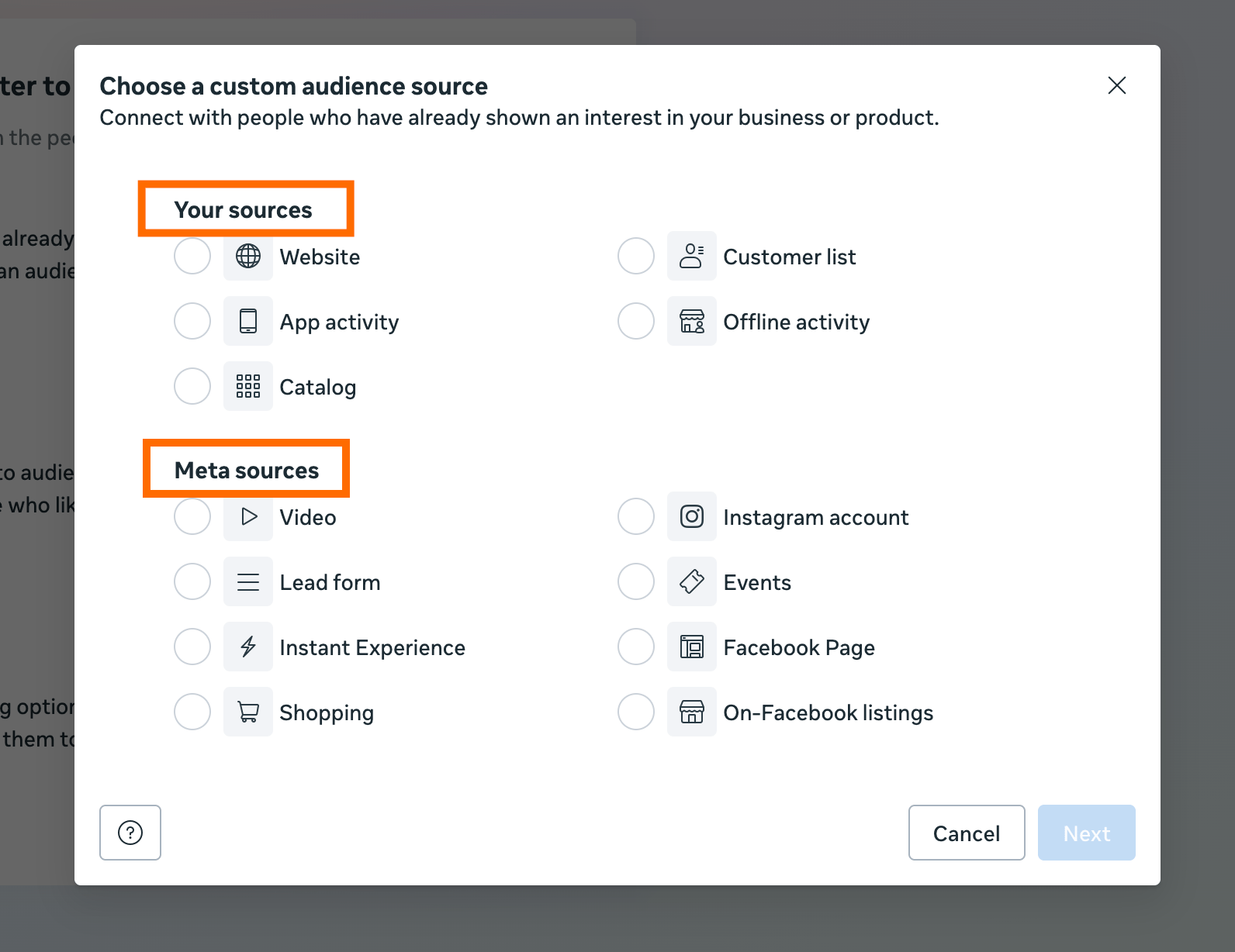 Your and Meta sources