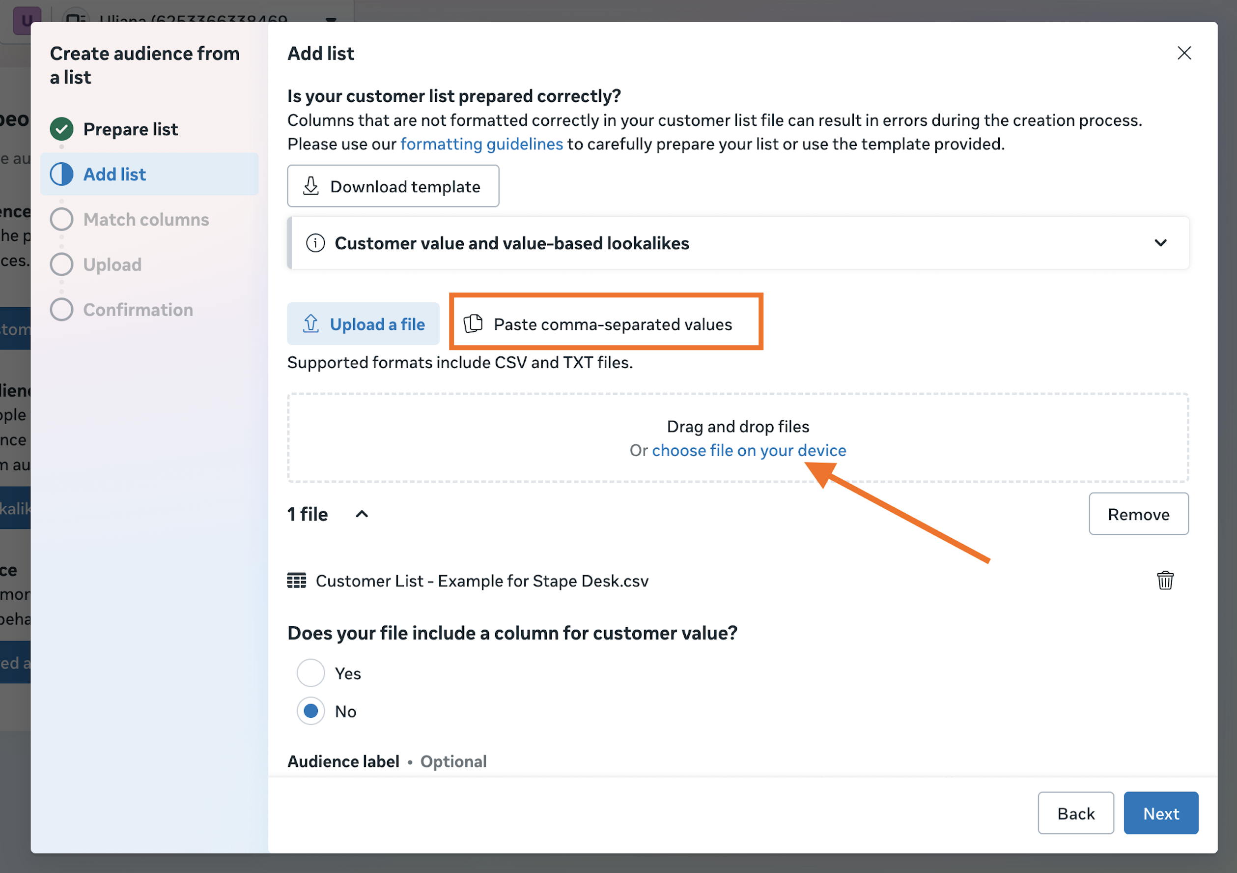 Add data for custom list