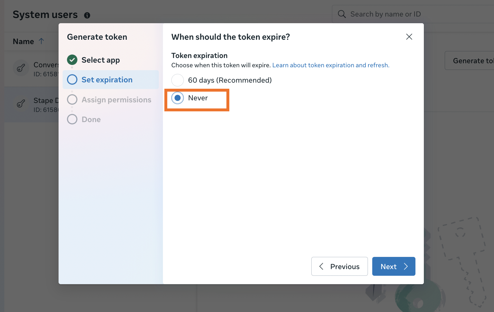 Never expire the token