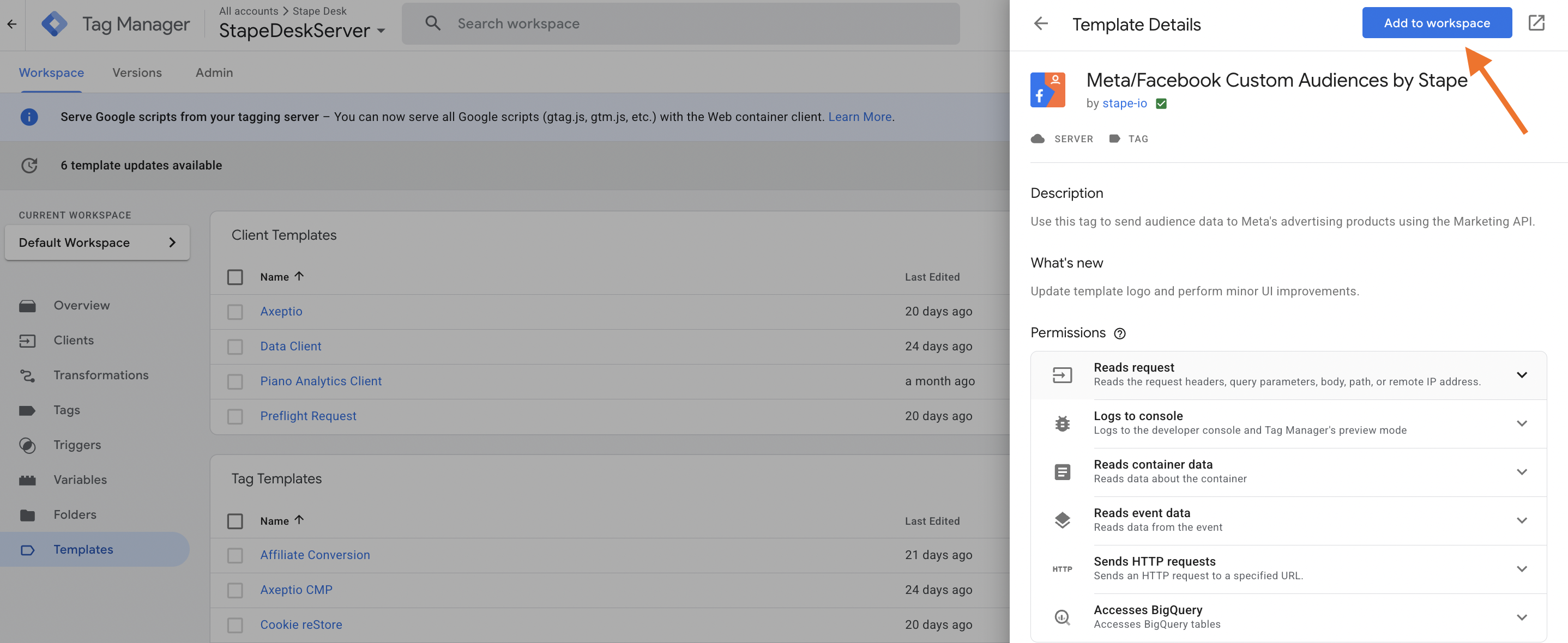 Add Meta/Facebook Custom Audiences by Stape