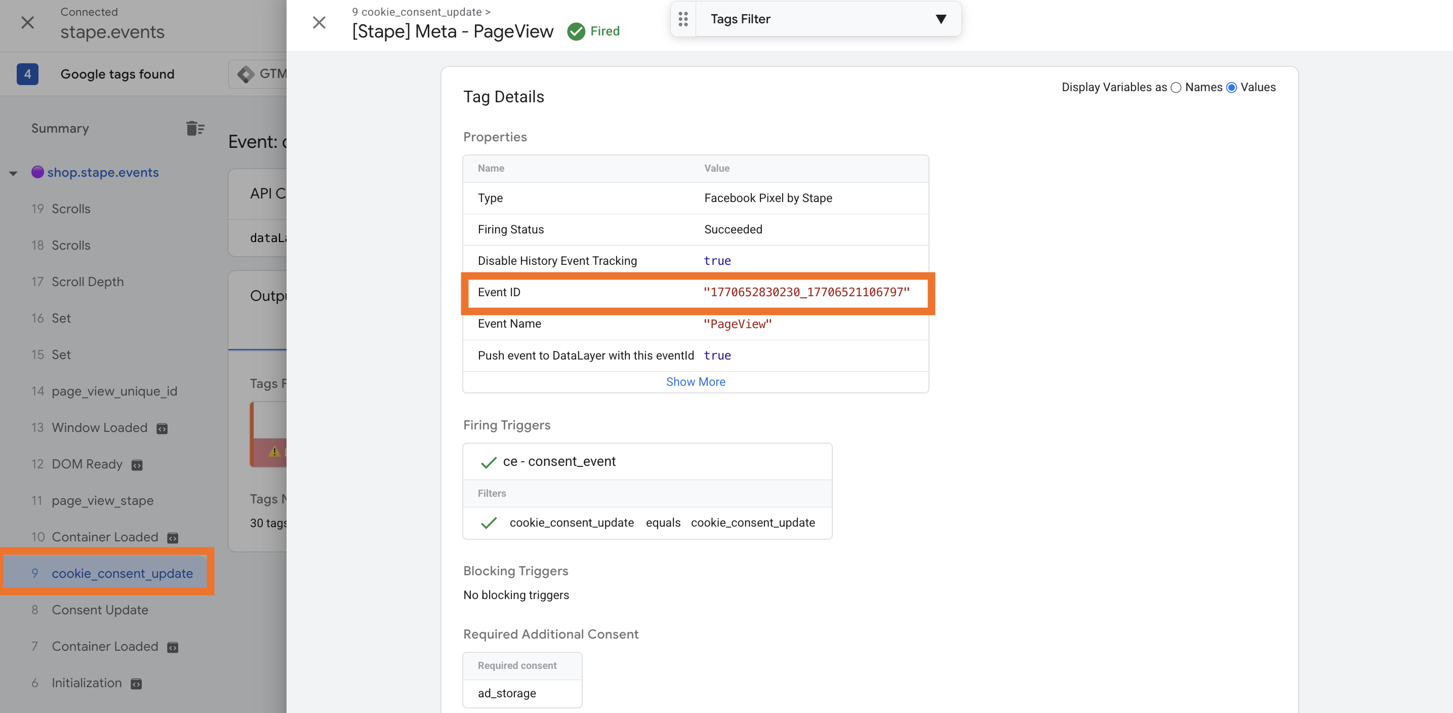 Event ID in Meta page_view