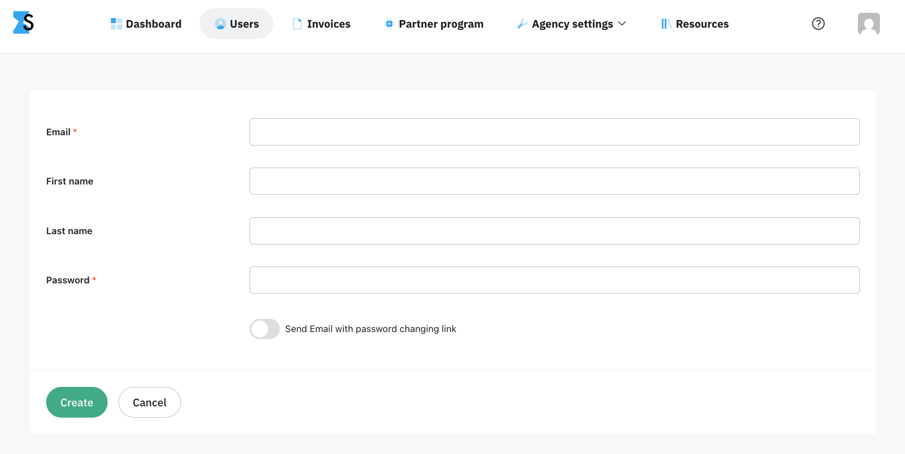 Fill in the user info