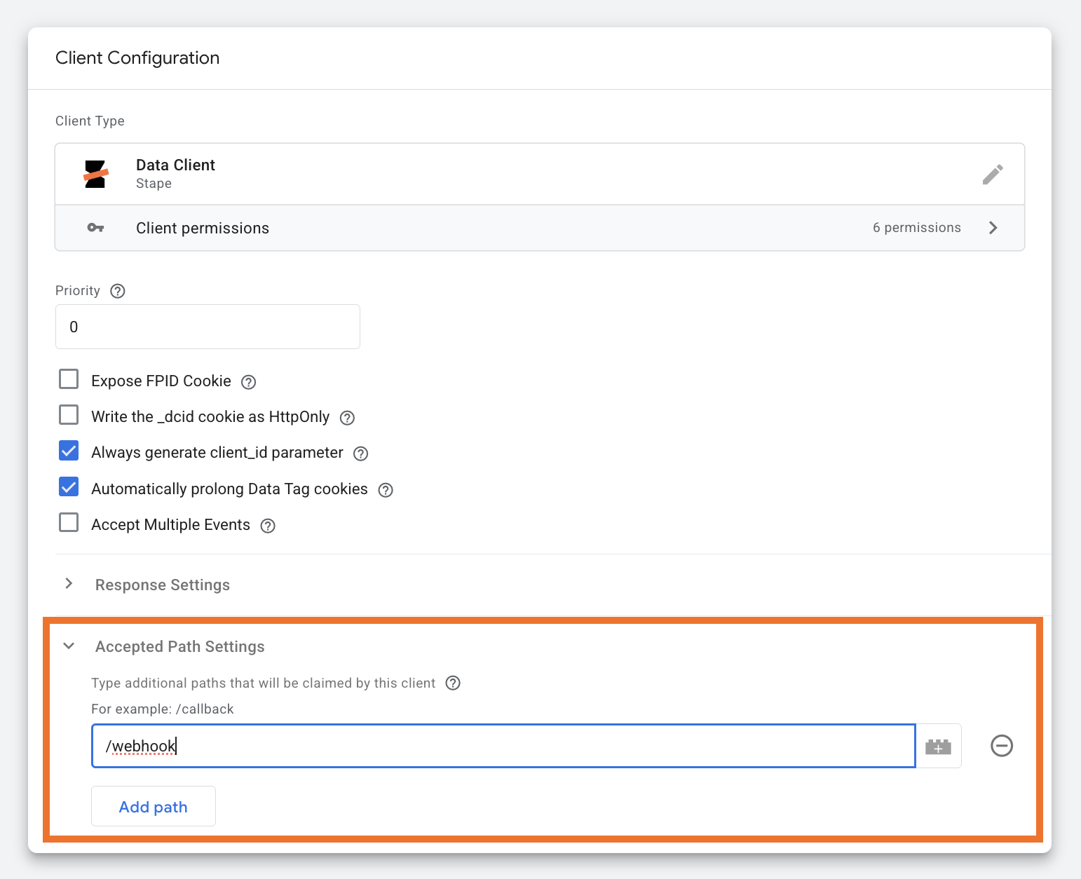 Data Client config