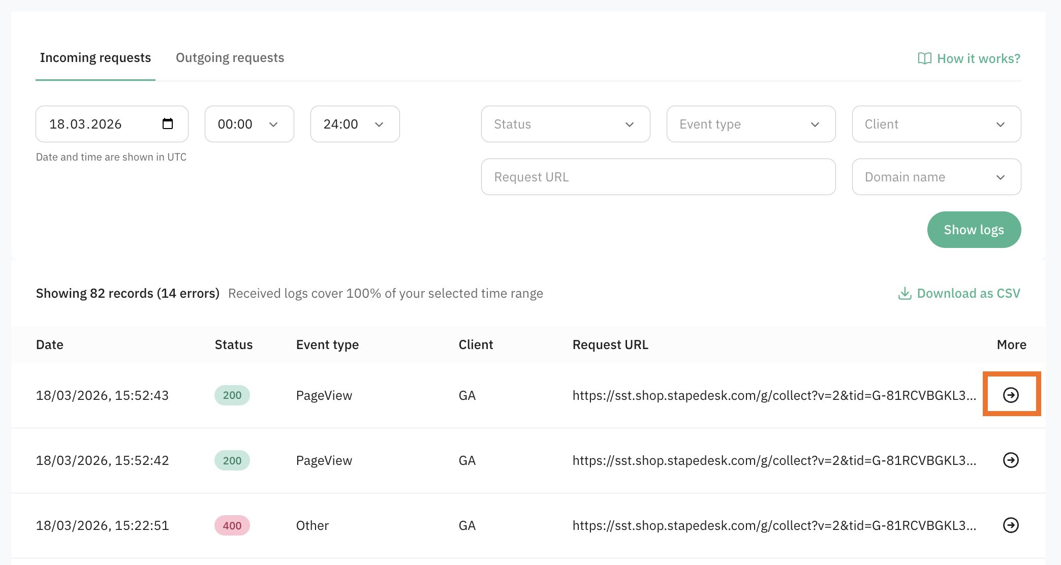 List of all logs