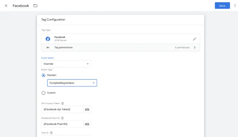 Facebook-Tag-Konfiguration