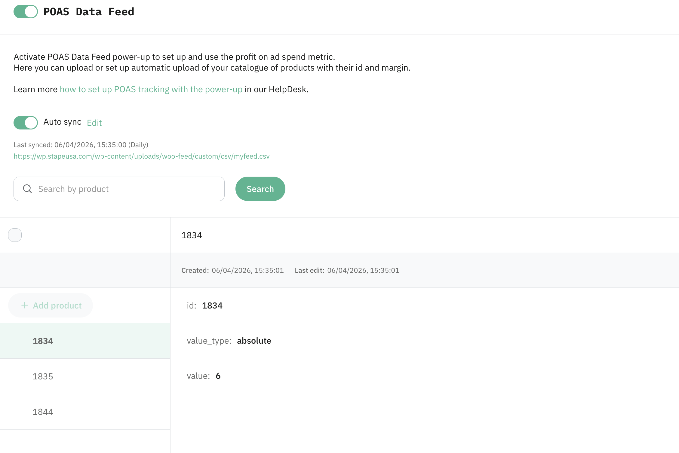 POAS Data Feed