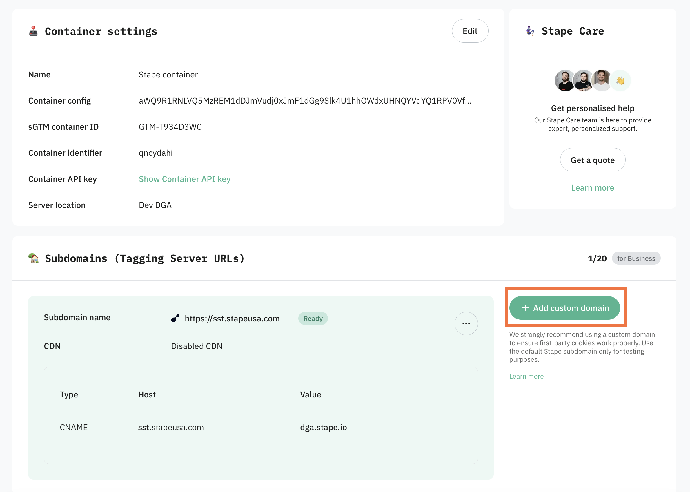 Add custom domain