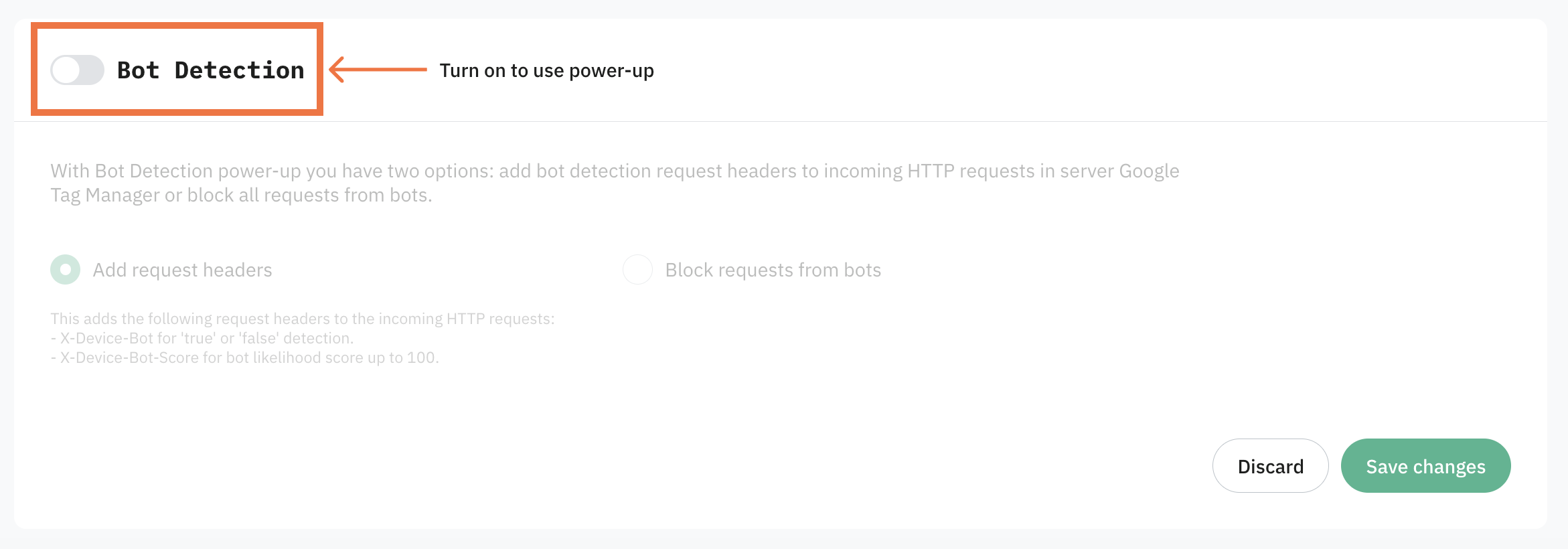 Toggle the Bot Detection switch
