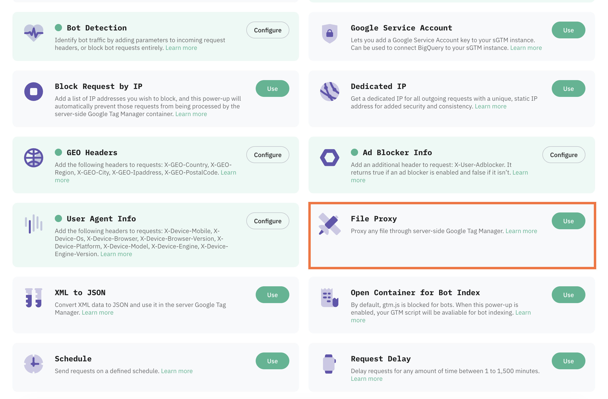 Click Use next to the File Proxy panel.
