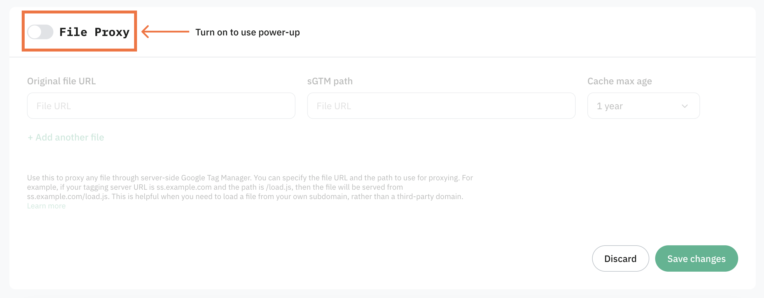 Toggle the File Proxy switch to enable it