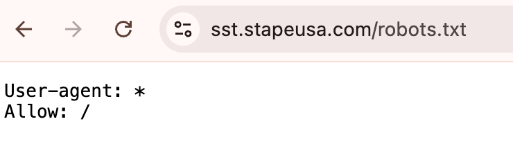 Open the robots.txt page of your Stape sGTM container.