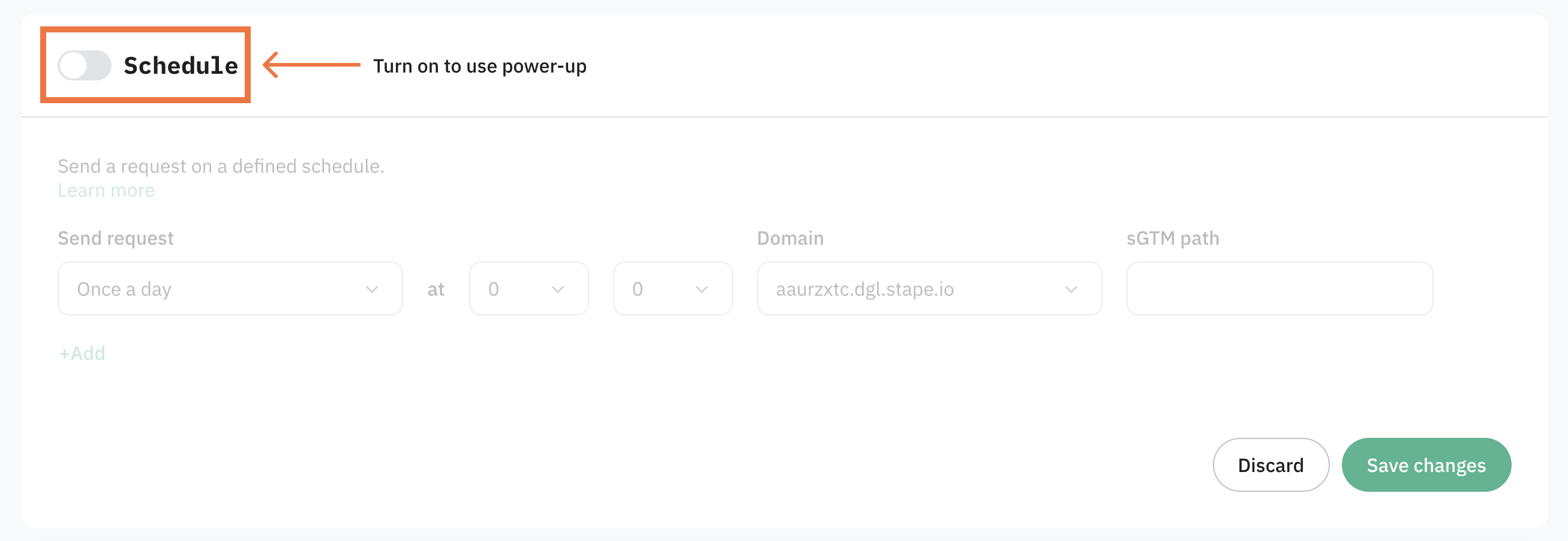 Toggle the Schedule switch to enable it