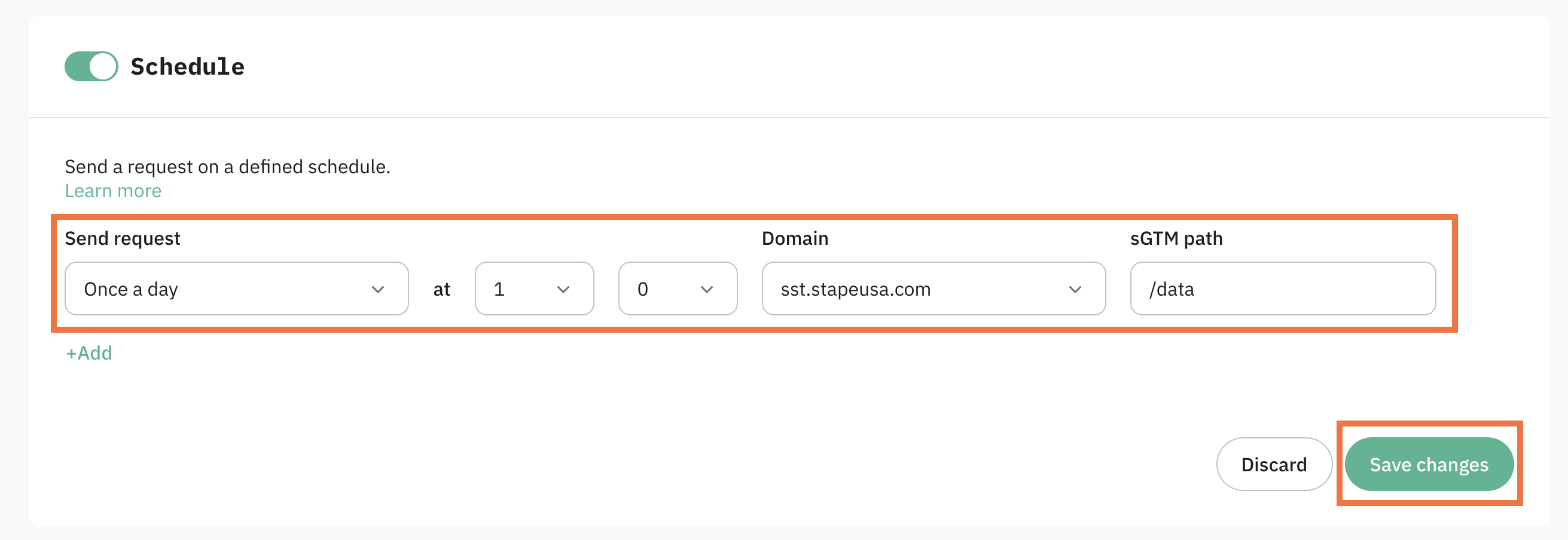 Configure the request schedule
