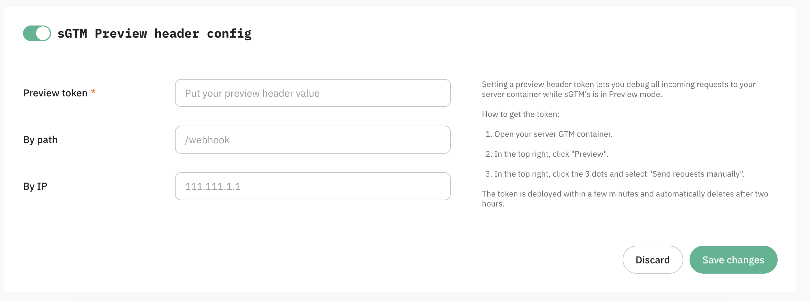 sGTM Preview Header config power-up